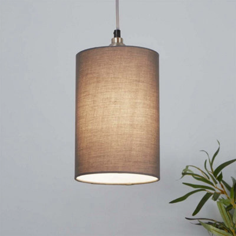 Image of Lighting Collection Tall Form Luxe Fabric Cylinder Pendant Shade