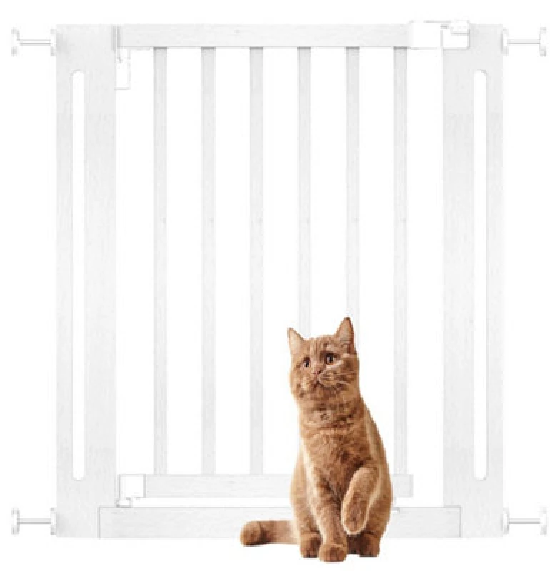 Image of Bettacare Wooden Elegance Dog Gate, White, 71Cm - 79Cm, Pressure Fit Pet Gate For Puppy, Dog And Pet, Easy Installation