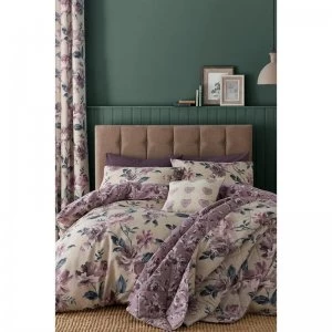 Image of Painted Floral Plum Reversible Duvet Set