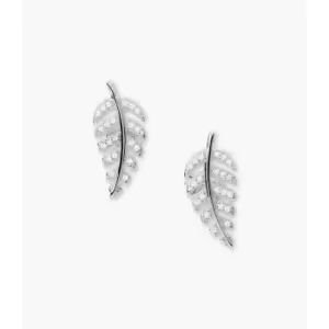 Image of Fossil Womens Elliott Leaves Sterling Stud Earrings - Silver