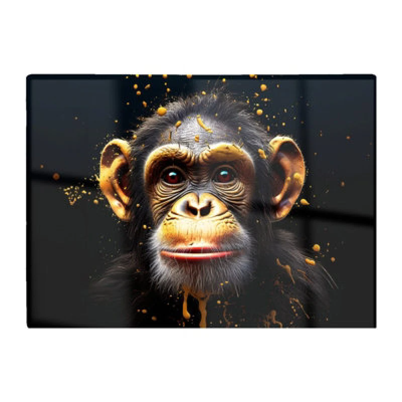 Image of Warren Reed Designer Splashart Cheeky Chimp Face Glass Chopping Board