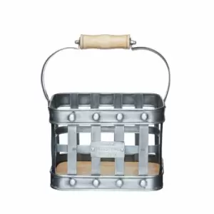 Image of KitchenCraft Industrial Kitchen Metal And Mango Wood Condiment Caddy