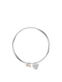 Image of Radley Ladies Silver Plated Handing Dog And Heart Charm Bangle
