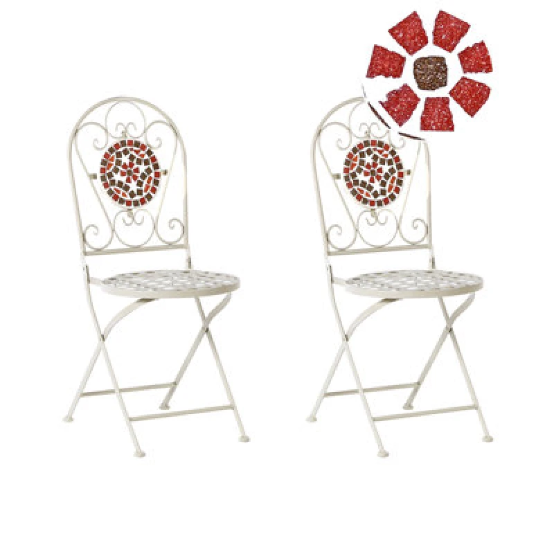 Image of Beliani Set Of 2 Garden Chairs Spello Metal White