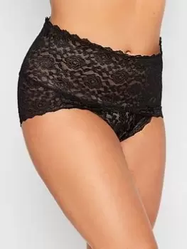 Image of Yours High Shine Lace Deep Waistband Full Briefs Black, Size 30-32, Women