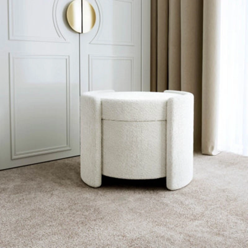 Image of CARME HOME Carme Home - Maeva Ivory Boucle Storage Stool for Bedroom Living Room Home Decoration 5060635723359