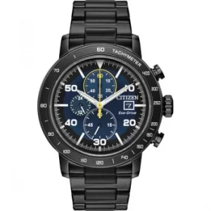 Image of Citizen Exclusive Gents Eco-Drive Black Steel Chronograph Watch