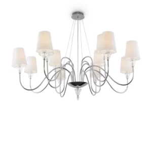Image of Modern Florero 12 Light Chrome Chandelier with Shades