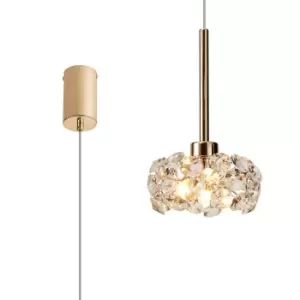 Image of Salisbury G9 2m Single Ceiling Pendant With French Gold And Crystal Shade
