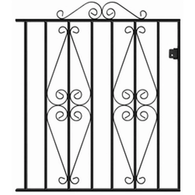 Image of Burbage Iron Craft Stirling Scroll Low Flat Top Single Gate, Fits Gap - W1220 x H914mm in Black Unisex