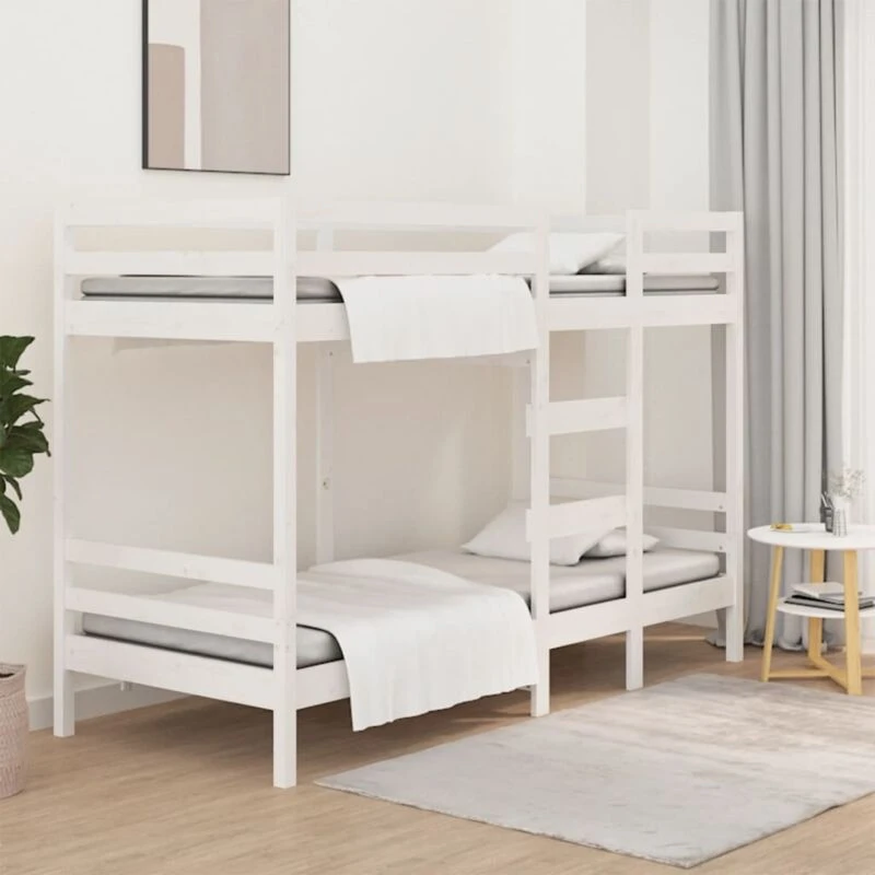 Image of vidaXL Bunk Bed White 90x200cm Solid Wood Pine, White 3139830