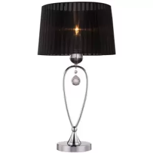 Image of Zumaline Lighting - Zumaline Bello Crystal Table Lamp with Round Tapered Shade, Black, 1x E27