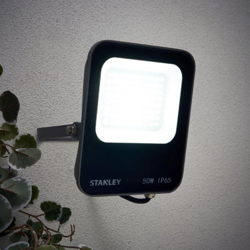 Image of Stanley Ik10 Black Mains-Powered Cool Daylight LED Without Sensor Slimline Floodlight 6600Lm