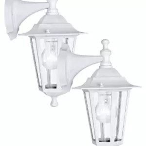 Image of 2 PACK IP44 Outdoor Wall Light White Aluminium Lantern 1x 60W E27 Porch Lamp
