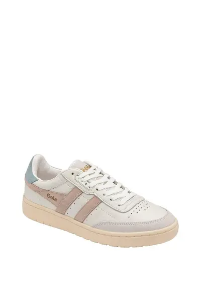 Image of Gola 'Falcon' Leather Lace-Up Trainers White