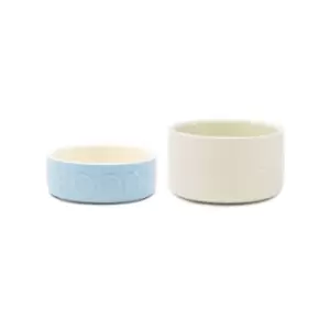 Image of Scruffs Set of 2 Small Classic Pet Bowls Cream and Blue