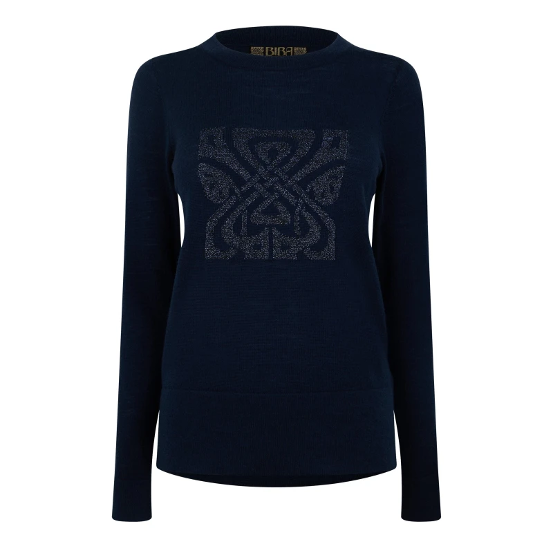 Image of Biba Biba Merino Logo Jumper - Blue Blue 10