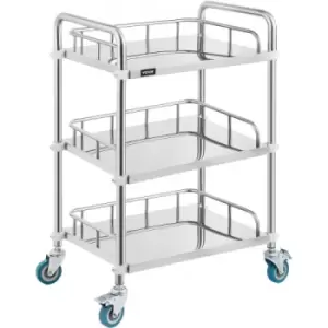 Image of VEVOR 3-Layer Lab Medical Cart Stainless Steel Rolling Cart Lab Medical Equipment Cart Trolley for Lab Hospital Clinics
