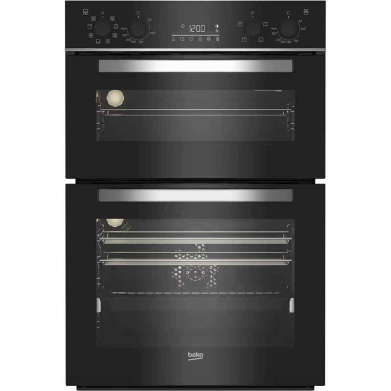 Image of Beko RecycledNet BBDM243BOC Built In Electric Double Oven - Black / Glass - A/A Rated
