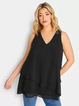 Image of Yours Layered Sleeveless Top - Black, Size 14, Women
