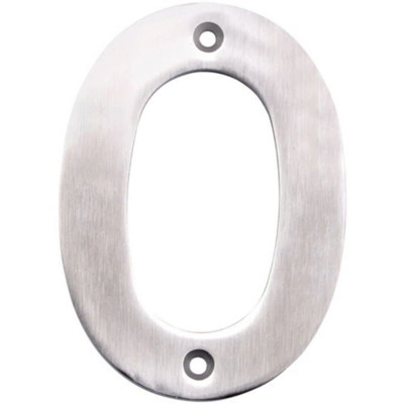 Image of Loops 100mm Front Door Numerals '0' 82mm Fixing Centres Satin Stainless Steel Metallics