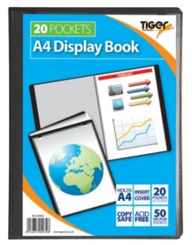 Image of Tiger A4 Presentation Display Book Black 20 Pocket