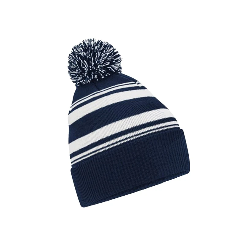 Image of Beechfield Beechfield Men Fan Striped Beanie in Mid Navy Mid Navy One Size Male 5063425806546