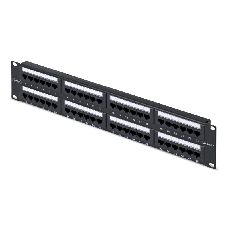 Image of StarTech.com 48-Port 2U Rackmount Cat6 Patch Panel. RJ45. UTP. 110 Pun