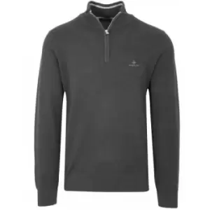 Image of GANT Half Zip Grey Pique Sweatshirt