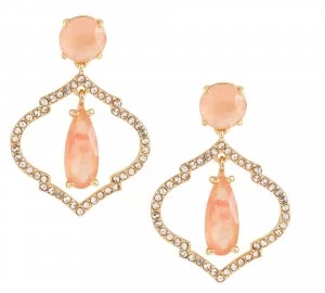 Image of Kate Spade New York Gold Tone Crystal And Pink Stone Drop Earrings Silver