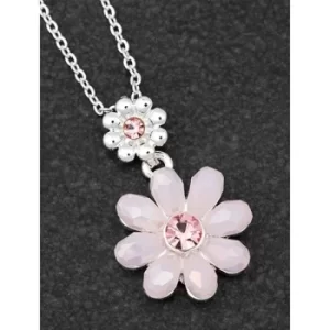 Image of Boho Chic Silver Plated Flower Necklace Pink