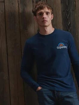 Image of Superdry Core Logo Wilderness Long Sleeve Top - Blue, Size L, Men