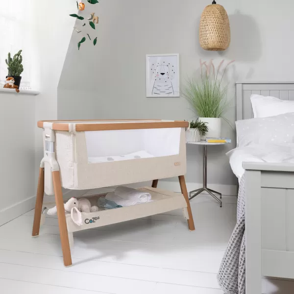 Image of Tutti Bambini Cozee Bedside Crib - Scandinavian Walnut/Ecru