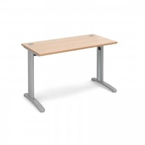 Image of TR10 Straight Desk 1200mm x 600mm - Silver Frame Beech Top