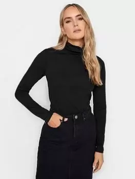 Image of Long Tall Sally Black Jersey Roll Neck Top, Black, Size 18, Women