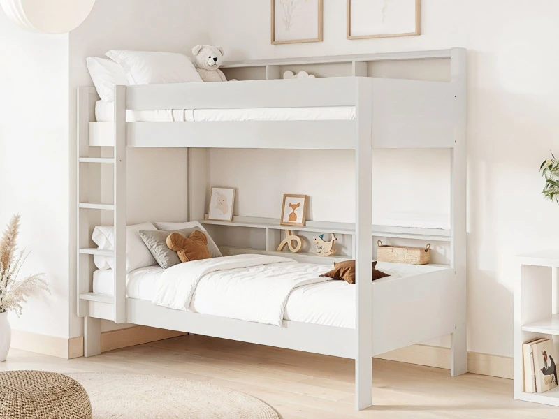 Image of Noomi Bodie Wooden Bunk Bed in White Size: EU Single White Unisex EU Single