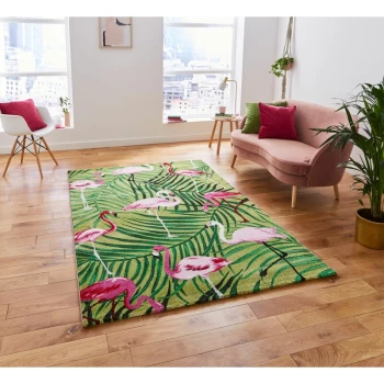 Image of Havana Think 2349 Green Pink 120cm x 170cm Rectangle - Green and Pink