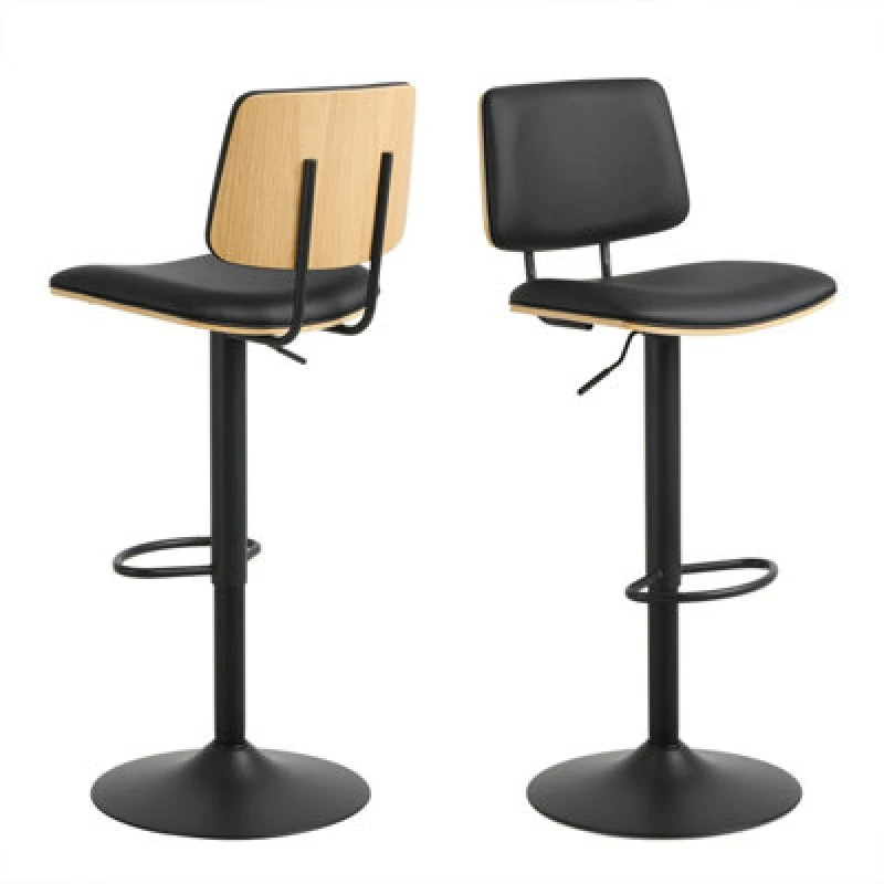 Image of Furniture To Go Owen Swivel Bar Stool With Height Adjustable Function In Matt Black