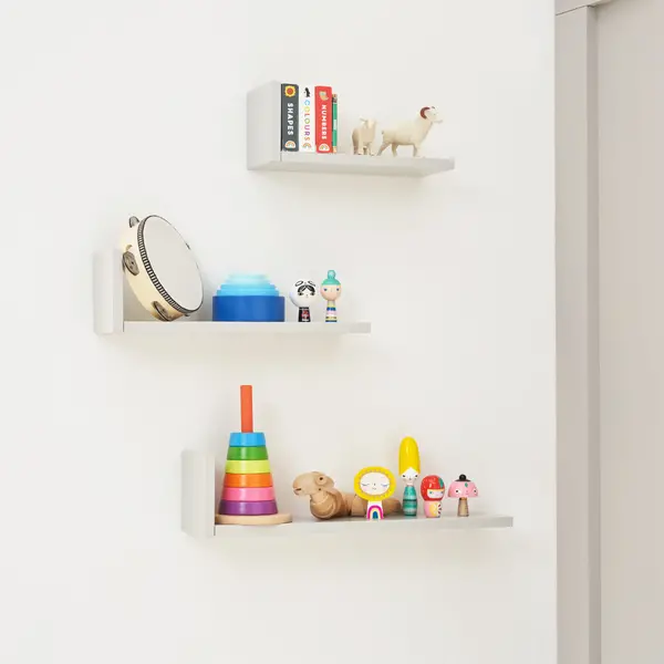Image of Tutti Bambini Rio Set of Three LShaped Wall Shelves Dove (Grey)