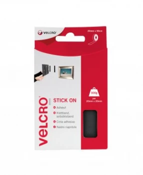 Image of VELCRO Brand Stick On Tape 20mm X 50cm Black