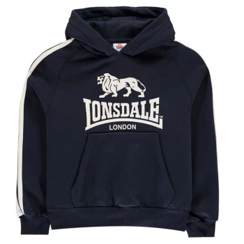 Image of Lonsdale 2 Stripe OTH Hoodie Junior Boys - Navy/White