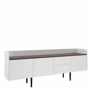 Image of Unit Sideboard 2 Drawers 3 Doors In White And Walnut