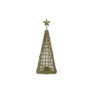 Image of Metal Gold Spiral Christmas Tree Large Tealight Holder Gold