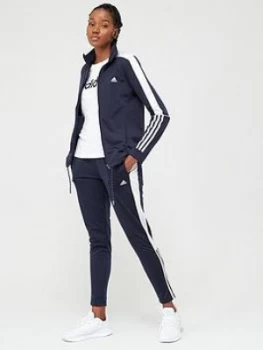Image of Adidas 3 Stripe Full Zip Tracksuit - Navy/White