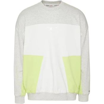 Image of Tommy Jeans Colour Block Crew Sweater - Silver Grey PJ4