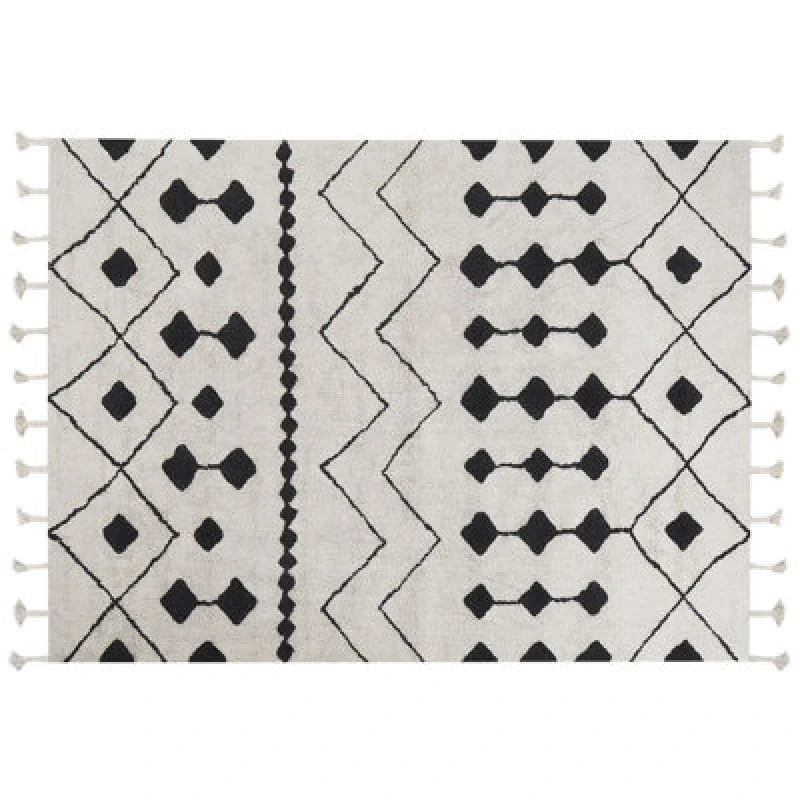Image of Beliani Rug Khemisset Off-White 160 X 230 Cm Cotton