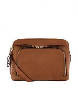Image of Accessorize Taylor Double Zip Cross Body Bag - Tan
