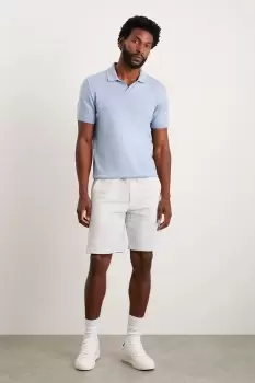 Image of Slim Fit Blue Short Sleeve Knitted Polo