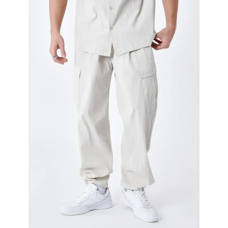 Image of Project X Paris Wrinkled effect trousers with pockets Project X Paris Beige Male XL