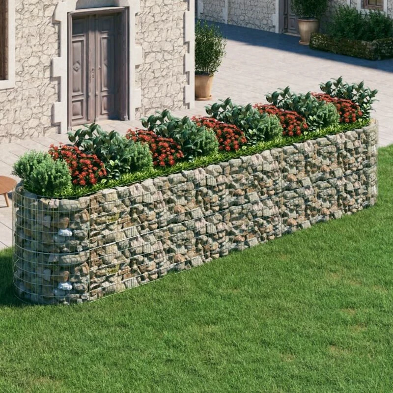 Image of vidaXL Gabion Raised Bed Galvanised Iron 500x100x100 cm, Silver 152048